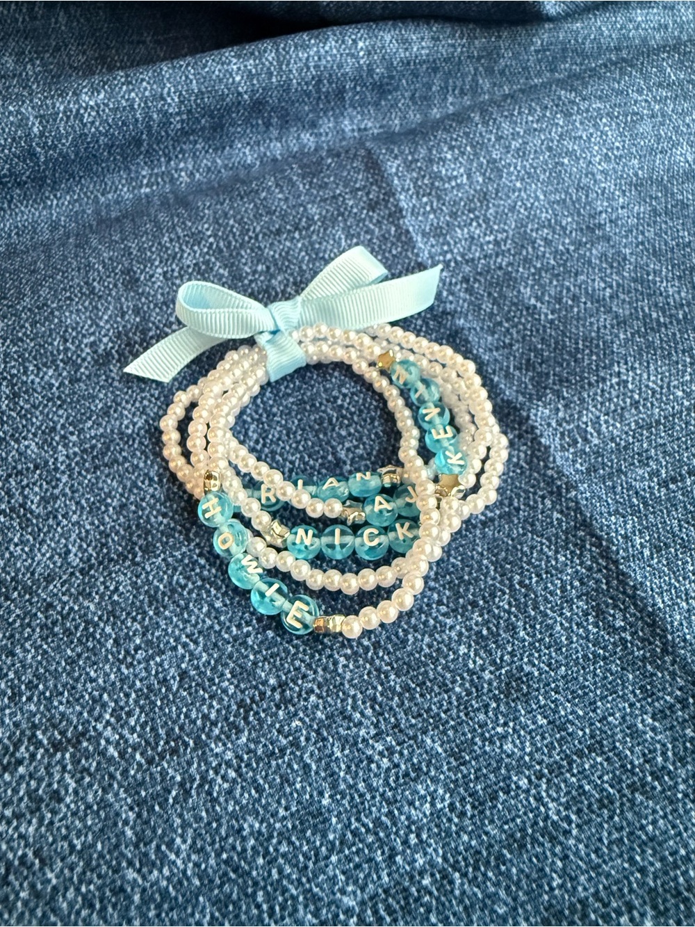 Backstreet Boys Inspired Blue and Pearl Beaded Bracelet Stack | Concert Outfit
